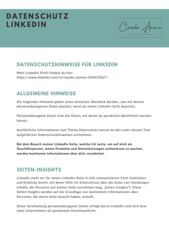 Datenschutzerklärung LinkedIN Seite 1