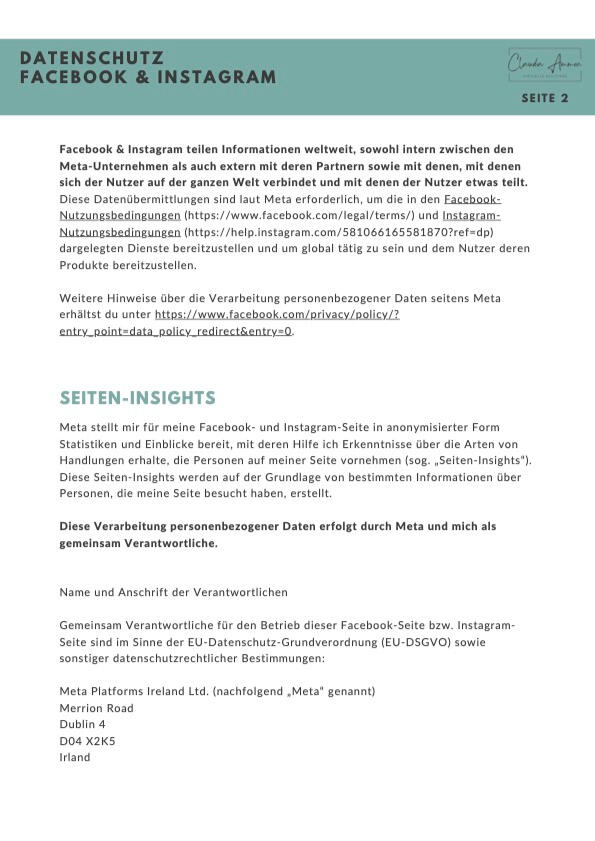 Datenschutzerklärung Meta Seite 2